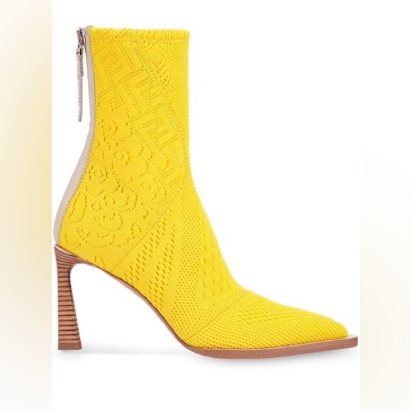 Fendi Jacquard FF monogrammed Mesh Knit Yellow boots - Picture 4 of 16